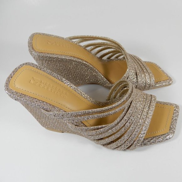 MERCEDES CASTILLO Cecilia Slide Wedge SANDALS Size 6 Platinum Leather NEW $450 - Picture 8 of 12